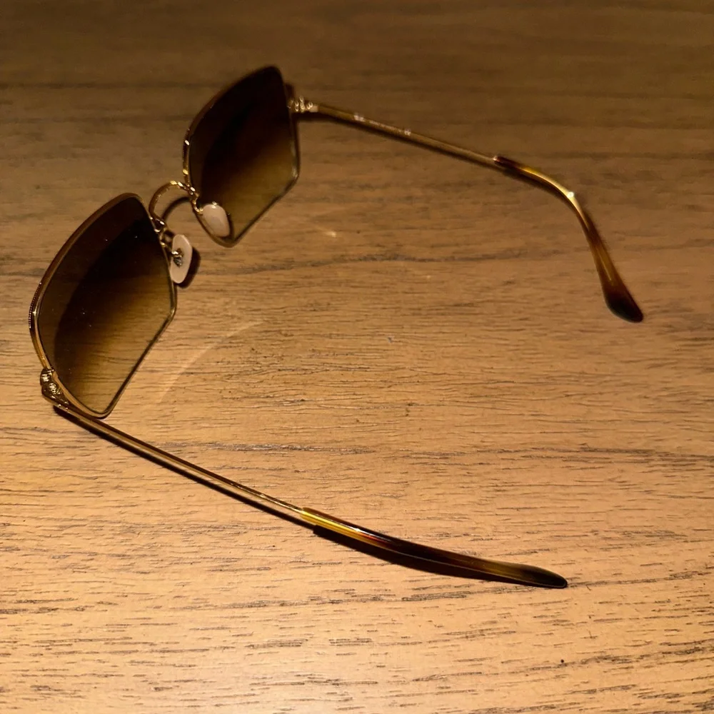 Ray-Ban Gold Frame Sunglasses with Brown Gradient Lenses - Picture 3 of 8